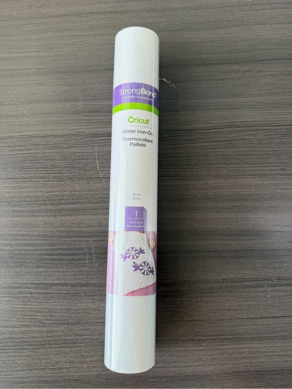 Cricut StrongBond Glitter Iron-On Heat Transfer Vinyl Sheet White 12 x 19 in